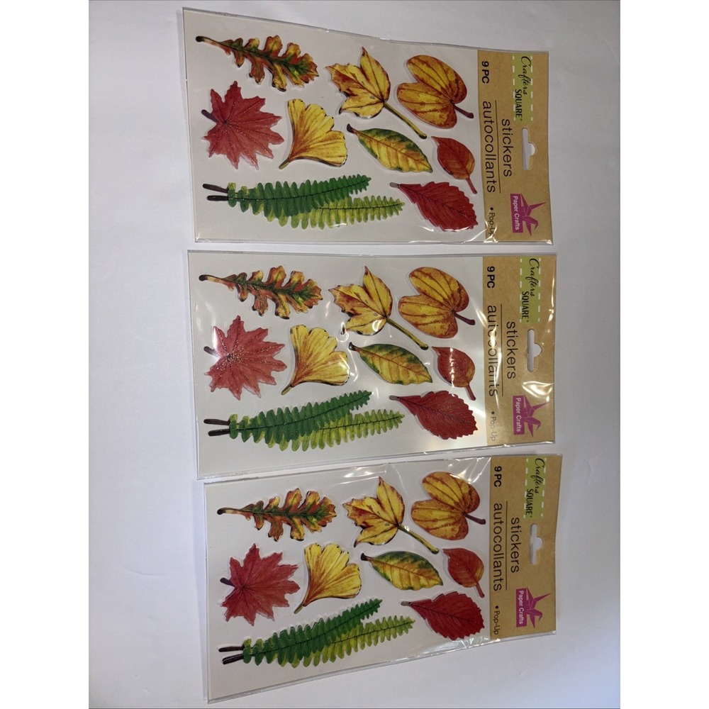 27 Fall Autumn Leaves Colored Maple Birch Gingko Fern Crafter's Square Stickers